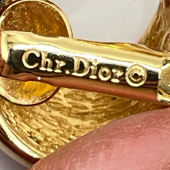 Christian Dior Signed Vintage Gold Plate Half Moon Rhinestone Clip-on Earrings - Picture 7 of 8